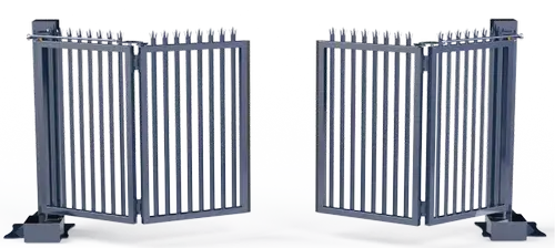 New Gate and fence installation bi-fold gate